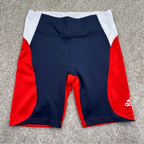 adidas Pants - Adidas Navy White Red Performance Biker Shorts Women’s Size XL Aeroready